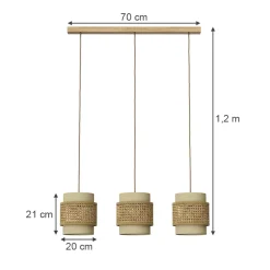 3er Pendelleuchte Morten Creme 70 x 120 cm Vicco