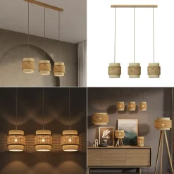 3er Pendelleuchte Morten Creme 70 x 120 cm Vicco