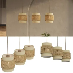 3er Pendelleuchte Morten Creme 70 x 120 cm Vicco