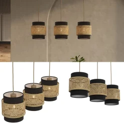 3er Pendelleuchte Morten Schwarz 70 x 120 cm Vicco