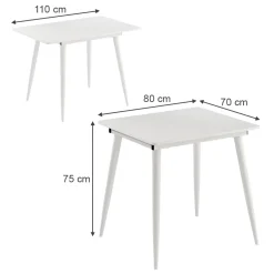 Esstisch Beaver Weiß 80 x 70 cm ausziehbar Vicco