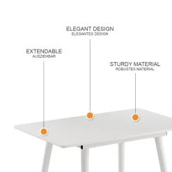 Esstisch Beaver Weiß 80 x 70 cm ausziehbar Vicco