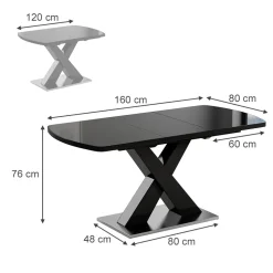 Esstisch Chinto Schwarz 120 x 80 cm ausziehbar Vicco