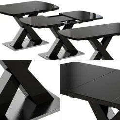 Esstisch Chinto Schwarz 120 x 80 cm ausziehbar Vicco