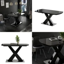 Esstisch Chinto Schwarz 120 x 80 cm ausziehbar Vicco