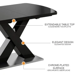 Esstisch Chinto Schwarz 120 x 80 cm ausziehbar Vicco