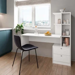 Esstisch Denton Weiß 136 x 55 cm mit 2 Schubladen Vicco