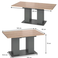Esstisch Dix Anthrazit 140 x 90 cm Vicco
