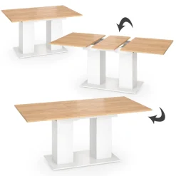 Esstisch Dix Weiß/Goldkraft Eiche 180 x 90 cm Vicco