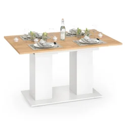 Esstisch Dix Weiß/Goldkraft Eiche 180 x 90 cm Vicco