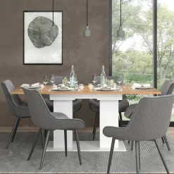 Esstisch Dix Weiß/Goldkraft Eiche 180 x 90 cm Vicco