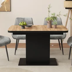 Esstisch Fenaro Goldkraft Eiche/Schwarz 120 x 80 cm mit offenen Fächern Vicco