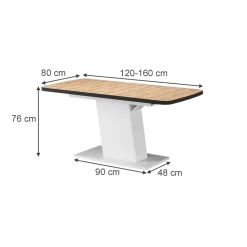 Esstisch Fenaro Goldkraft Eiche/Weiß 120 x 80 cm ausziehbar Vicco
