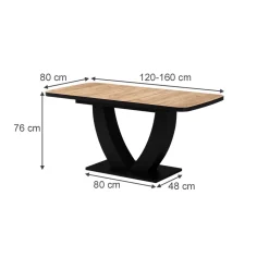 Esstisch Fenaro Goldkraft Eiche/Schwarz 120 x 80 cm ausziehbar Vicco