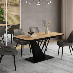 Esstisch Fenaro Goldkraft Eiche/Schwarz 120 x 80 cm ausziehbar Vicco