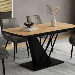 Esstisch Fenaro Goldkraft Eiche/Schwarz 120 x 80 cm ausziehbar Vicco