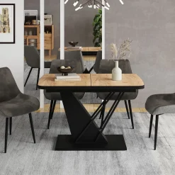 Esstisch Fenaro Goldkraft Eiche/Schwarz 120 x 80 cm ausziehbar Vicco