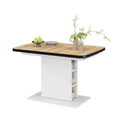 Esstisch Fenaro Goldkraft Eiche/Weiß 120 x 80 cm mit offenen Fächern Vicco