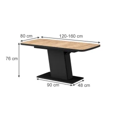 Esstisch Fenaro Goldkraft Eiche/Schwarz 120 x 80 cm ausziehbar Vicco