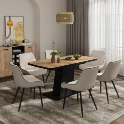 Esstisch Fenaro Goldkraft Eiche/Schwarz 120 x 80 cm ausziehbar Vicco