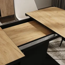 Esstisch Fenaro Goldkraft Eiche/Schwarz 120 x 80 cm ausziehbar Vicco