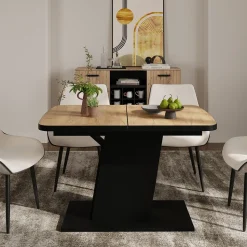 Esstisch Fenaro Goldkraft Eiche/Schwarz 120 x 80 cm ausziehbar Vicco