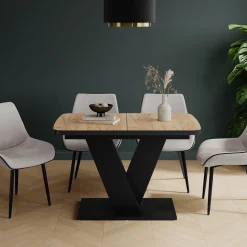 Esstisch Fenaro Goldkraft Eiche/Schwarz 120 x 80 cm ausziehbar Vicco