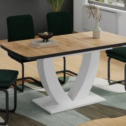 Esstisch Fenaro Goldkraft Eiche/Weiß 120 x 80 cm ausziehbar Vicco