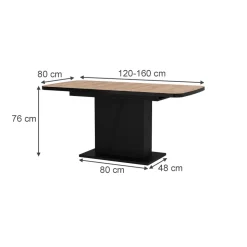 Esstisch Fenaro Goldkraft Eiche/Schwarz 120 x 80 cm ausziehbar Vicco