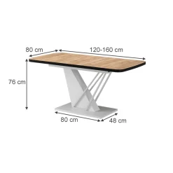 Esstisch Fenaro Goldkraft Eiche/Weiß 120 x 80 cm ausziehbar Vicco