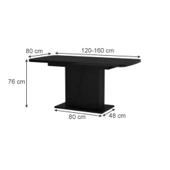 Esstisch Fenaro Schwarz 120 x 80 cm ausziehbar Vicco