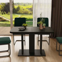 Esstisch Fenaro Schwarz 120 x 80 cm 2 Teile Vicco