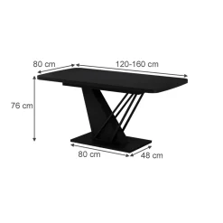 Esstisch Fenaro Schwarz 120 x 80 cm ausziehbar Vicco
