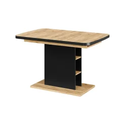 Esstisch Fenaro Schwarz/Eiche 120 x 80 cm mit offenen Fächern Vicco