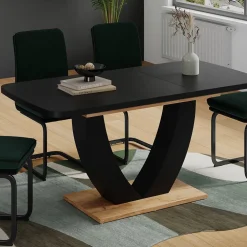 Esstisch Fenaro Schwarz/Goldkraft Eiche 120 x 80 cm ausziehbar Vicco