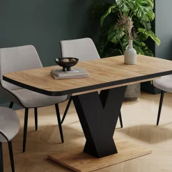 Esstisch Fenaro Schwarz/Goldkraft Eiche 120 x 80 cm ausziehbar Vicco