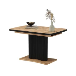 Esstisch Fenaro Schwarz/Goldkraft Eiche 120 x 80 cm ausziehbar Vicco