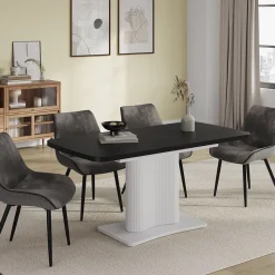 Esstisch Fenaro Schwarz/Weiß 120 x 80 cm ausziehbar Vicco