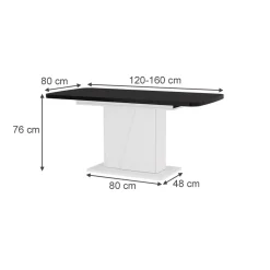 Esstisch Fenaro Schwarz/Weiß 120 x 80 cm ausziehbar Vicco