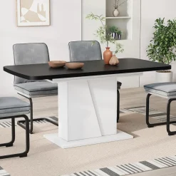 Esstisch Fenaro Schwarz/Weiß 120 x 80 cm ausziehbar Vicco