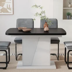 Esstisch Fenaro Schwarz/Weiß 120 x 80 cm ausziehbar Vicco