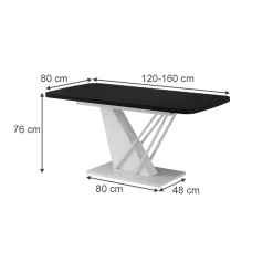 Esstisch Fenaro Schwarz/Weiß 120 x 80 cm ausziehbar Vicco