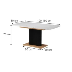 Esstisch Fenaro Weiß/Goldkraft Eiche 120 x 80 cm ausziehbar Vicco