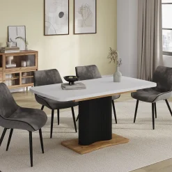 Esstisch Fenaro Weiß/Goldkraft Eiche 120 x 80 cm ausziehbar Vicco