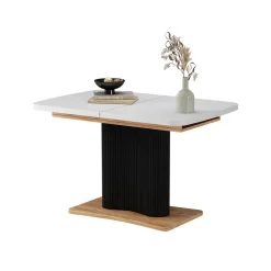 Esstisch Fenaro Weiß/Goldkraft Eiche 120 x 80 cm ausziehbar Vicco