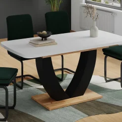 Esstisch Fenaro Weiß/Goldkraft Eiche 120 x 80 cm ausziehbar Vicco