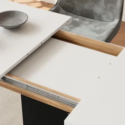 Esstisch Fenaro Weiß/Goldkraft Eiche 120 x 80 cm mit offenen Fächern Vicco