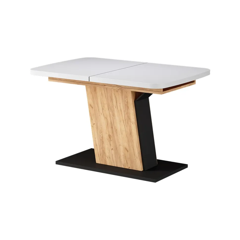 Esstisch Fenaro Weiß/Goldkraft Eiche 120 x 80 cm ausziehbar Vicco