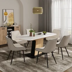 Esstisch Fenaro Weiß/Goldkraft Eiche 120 x 80 cm ausziehbar Vicco