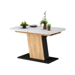 Esstisch Fenaro Weiß/Goldkraft Eiche 120 x 80 cm ausziehbar Vicco